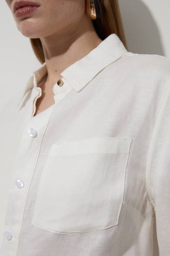 Chemise à manches longues tissée en lin et viscose | Taille 18 - KarenMillen - Modalova