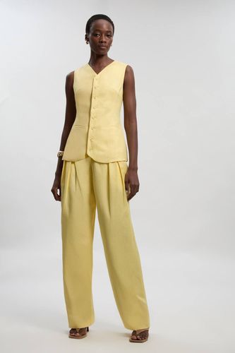 Gilet long tissé en lin et viscose | Taille 16 - KarenMillen - Modalova