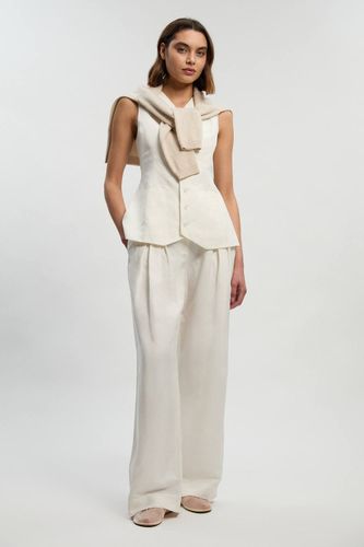 Gilet long tissé en lin et viscose | Taille 16 - KarenMillen - Modalova