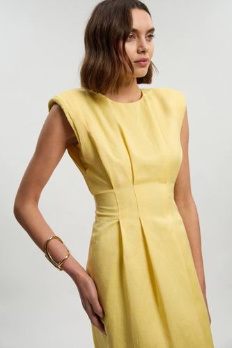 Robe Midi en Lin Tissé à Pinces en Viscose | Taille 14 - KarenMillen - Modalova