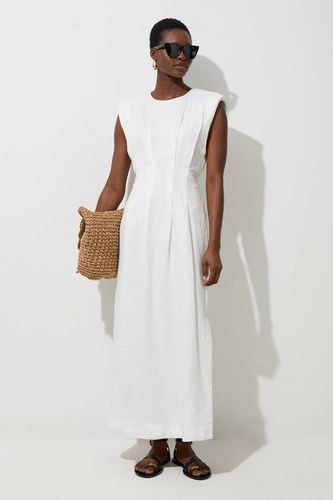 Robe Midi en Lin Tissé à Pinces en Viscose | Taille 14 - KarenMillen - Modalova