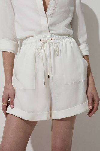 Short en viscose et lin noué à la taille tissé | Taille 14 - KarenMillen - Modalova