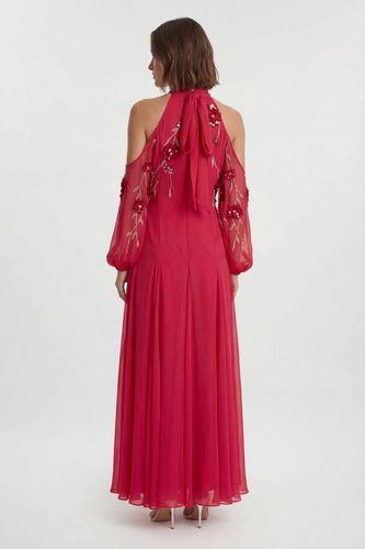 Cold Shoulder 3D Floral Applique Woven Maxi Dress | Taille 14 - KarenMillen - Modalova