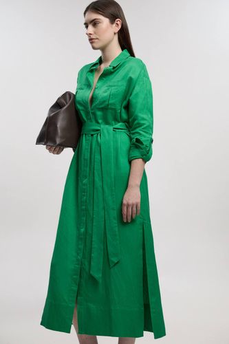 Robe chemise ceinturée en lin et viscose tissé | Taille 14 - KarenMillen - Modalova