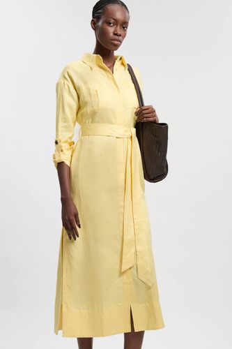 Robe chemise ceinturée en lin et viscose tissé | Taille 14 - KarenMillen - Modalova