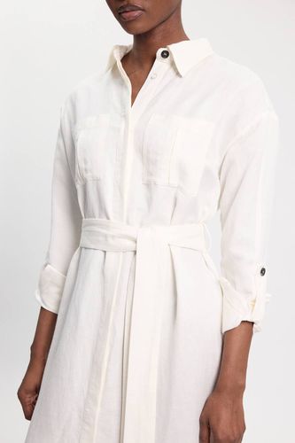 Robe chemise ceinturée en lin et viscose tissé | Taille 16 - KarenMillen - Modalova