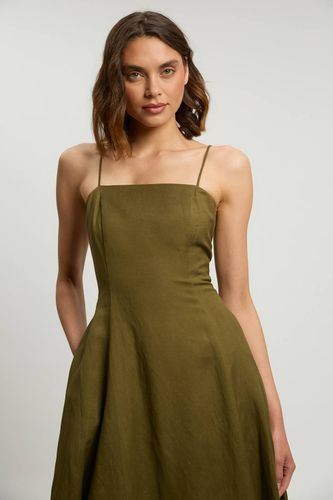 Petite Linen Woven Maxi Prom Dress | Taille 16 - KarenMillen - Modalova