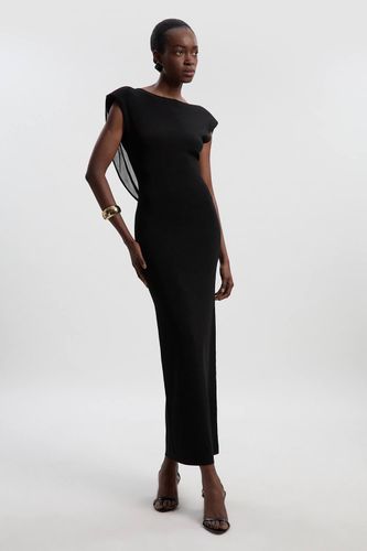 Robe Longue Tricotée à Dos Plongeant et Drapé Fluide en Mélange Viscose | Taille Medium - KarenMillen - Modalova