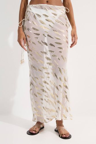 Jupe maxi de plage en fil métallique à nouer à la taille | Taille Medium - KarenMillen - Modalova