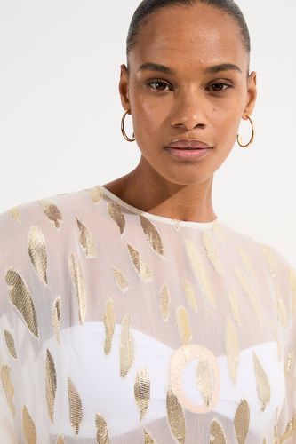 Beach Metallic Thread Kimono Sleeve Top | Taille XS - KarenMillen - Modalova