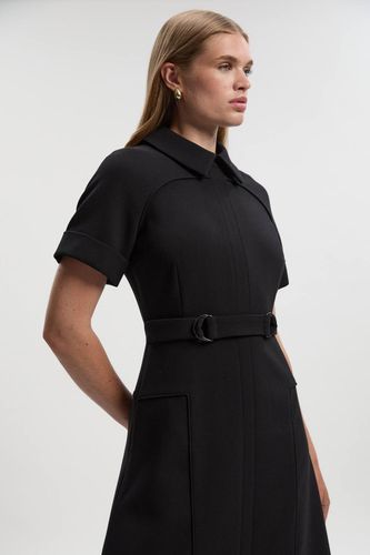 Robe Midi Évasée à Détail Patte Extensible Compacte | Taille 16 - KarenMillen - Modalova