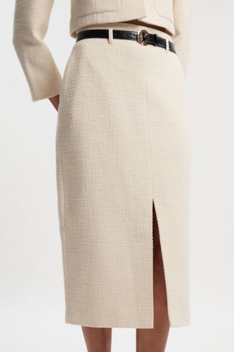 Jupe Crayon Ajustée en Tweed Texturé avec Ceinture | Taille 16 - KarenMillen - Modalova