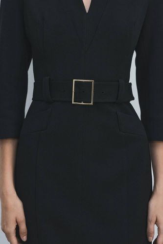 Robe Midi Forever en Crêpe Structurée Ceinturée | Taille 16 - KarenMillen - Modalova