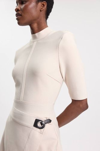 Robe Midi Tricot Bandage Asymétrique Effet Sculptant | Taille Medium - KarenMillen - Modalova