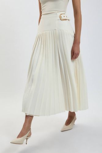 Jupe Longue Portefeuille Plissée en Crêpe Ajustée avec Détail Boucle | Taille 16 - KarenMillen - Modalova