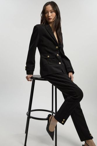Pantalon Droit Militaire Ajusté en Tissu Stretch Compact | Taille 16 - KarenMillen - Modalova