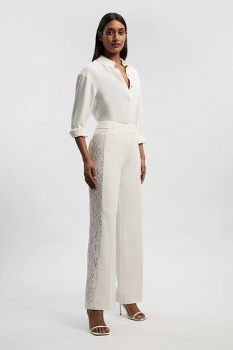 Pantalon Large Tailleur en Mélange de Dentelle Stretch Compact | Taille 14 - KarenMillen - Modalova