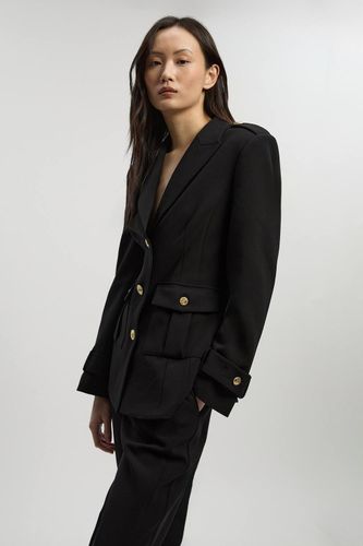 Blazer Militaire Ajusté Petite Taille en Stretch Compact à Simple Boutonnage | Taille 12 - KarenMillen - Modalova