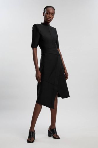 Robe Mi-Longue Moulante Bandage Asymétrique en Maille | Taille 8 - KarenMillen - Modalova