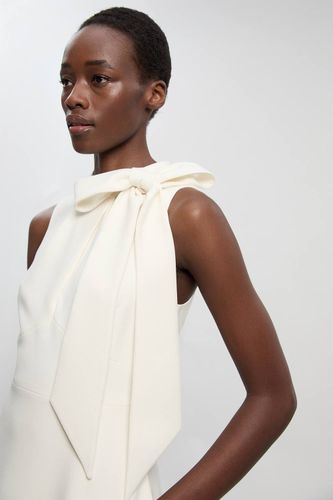 Robe Midi Évasée à Col Nœud Papillon en Tissu Stretch Compact | Taille 16 - KarenMillen - Modalova