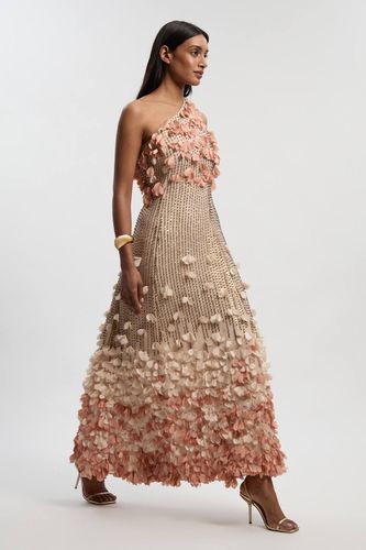 Robe Longue Tissée à Une Épaule avec Appliqués Floraux | Taille 12 - KarenMillen - Modalova