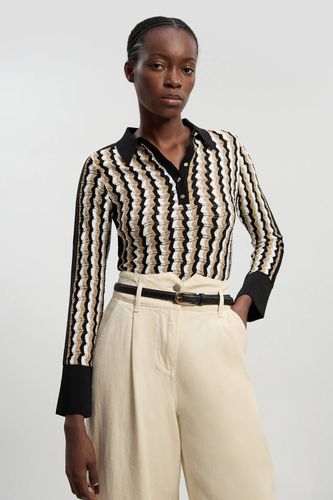 Haut À Col Contrastant En Maille Pointelle | Taille Medium - KarenMillen - Modalova