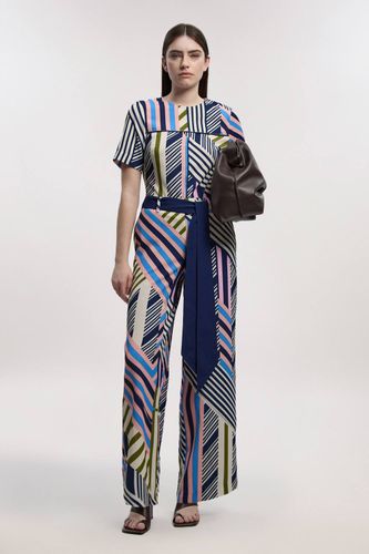 Haut Tissé Petite Taille À Manches Courtes En Sergé Imprimé Géométrique | Taille 12 - KarenMillen - Modalova
