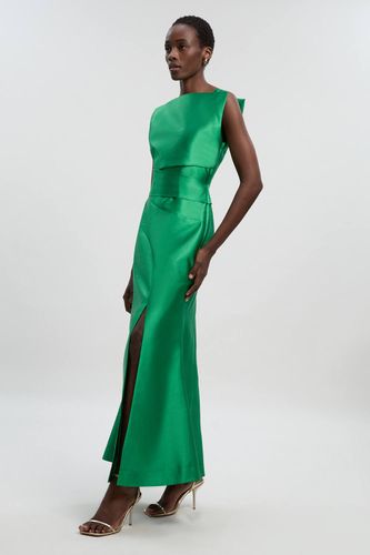Robe Longue Structurée à Taille Drapée en Sergé Satiné | Taille 10 - KarenMillen - Modalova