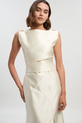 Robe Longue Structurée à Taille Drapée en Sergé Satiné | Taille 12 - KarenMillen - Modalova