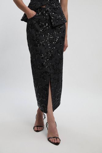 Jupe Crayon en Denim à Paillettes | Taille 16 - KarenMillen - Modalova