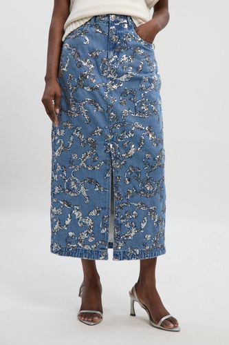 Jupe Crayon en Denim à Paillettes | Taille 16 - KarenMillen - Modalova