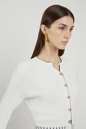 Veste Tricotée à Basque en Mélange de Viscose | Taille XS - KarenMillen - Modalova