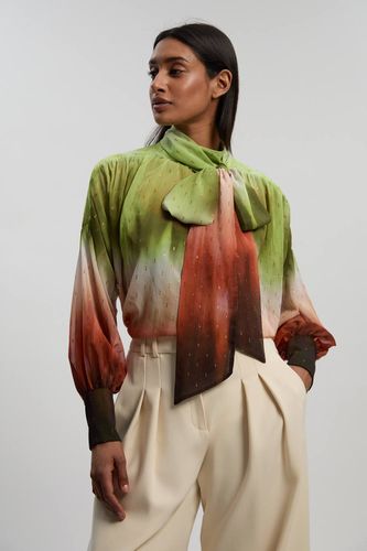 Blouse Tissée À Manches Bouffantes Avec Imprimé Ombré Métallisé | Taille 16 - KarenMillen - Modalova