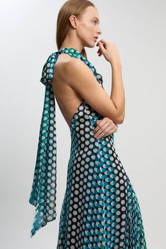 Robe Longue Tissée À Pois Avec Encolure Dos-nu Et Plis Rapportés | Taille 10 - KarenMillen - Modalova