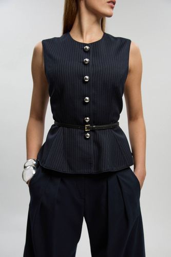 Veste Peplum Cintrée À Rayures Diplomatiques Avec Ceinture | Taille 16 - KarenMillen - Modalova