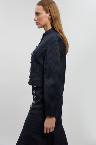 Veste Cintrée À Rayures Fines Et Col Montant | Taille 16 - KarenMillen - Modalova