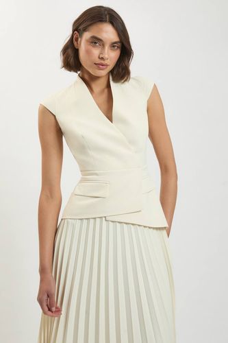 Robe Longue Plissée Asymétrique En Crêpe Ajusté | Taille 16 - KarenMillen - Modalova
