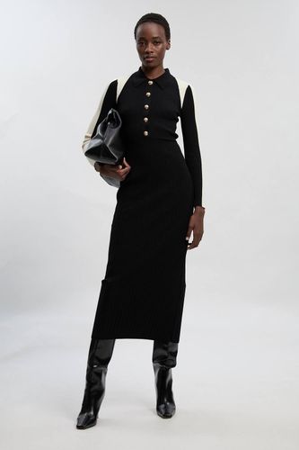 Robe Midi En Maille Côtelée Petite Taille À Blocs De Couleurs Militaires | Taille Medium - KarenMillen - Modalova