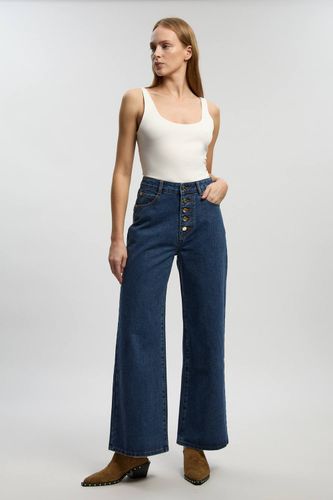 Jean Droit En Denim À Boutonnage Devant | Taille 14 - KarenMillen - Modalova