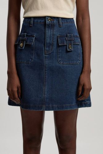 Jupe Midi En Denim À Boutons Devant Petite | Taille 16 - KarenMillen - Modalova