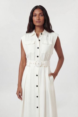 Robe Maxi Tissée Ceinturée En Viscose Lin Premium Avec Détail De Quincaillerie Dorée | Taille 6 - KarenMillen - Modalova