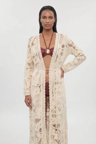 Kimono De Plage Tissé Au Crochet Motif Floral | Taille Medium - KarenMillen - Modalova