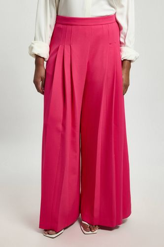 Pantalon Grande Taille Tailleur Structuré Crêpe Plissé Jambe Large | Taille 20 - KarenMillen - Modalova