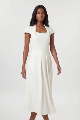 Robe Midi Cintrée À Encolure Carrée Et Jupe Ample En Tissu Stretch Compact | Taille 14 - KarenMillen - Modalova