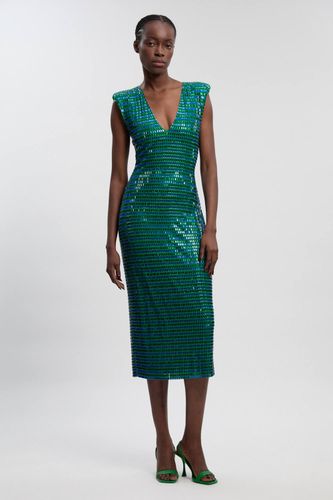 Robe Mi-longue Premium En Jersey Sans Manches À Décolleté Plongeant Ornée De Cristaux | Taille Medium - KarenMillen - Modalova