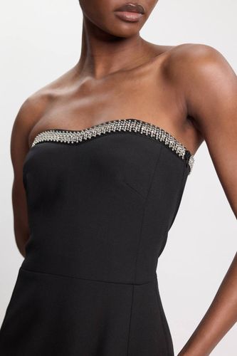 Robe Midi Bustier En Crêpe Ajusté Doux Ornée D'embellissements | Taille 16 - KarenMillen - Modalova