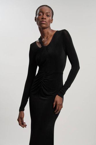 Robe Longue En Crêpe Fluide Avec Détail Torsadé | Taille Medium - KarenMillen - Modalova