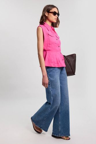 Chemisier Tissé En Viscose Lin Premium Avec Surpiqûres Et Détail Couture À La Taille | Taille 16 - KarenMillen - Modalova