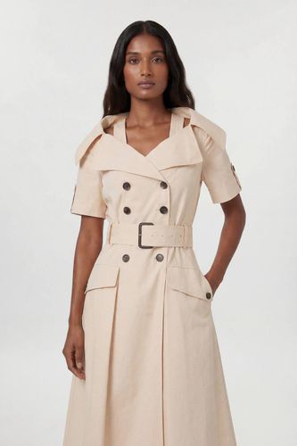 Robe Midi Ajustée En Coton Façon Trench Avec Ceinture Et Jupe Ample | Taille 16 - KarenMillen - Modalova