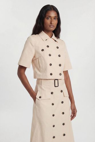 Jupe Plissée Ajustée En Coton Boutonnée Devant Inspiration Trench | Taille 16 - KarenMillen - Modalova